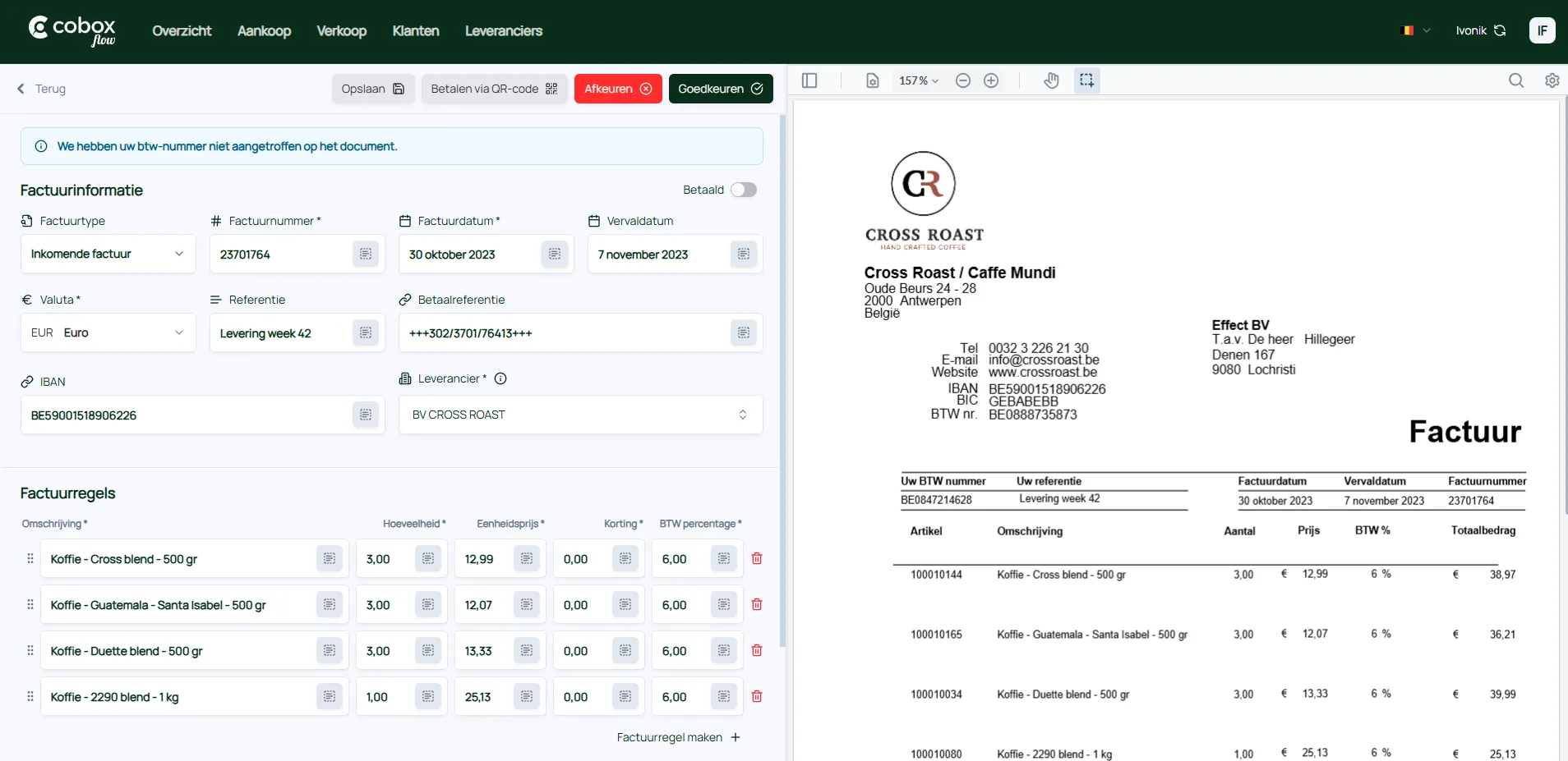Screenshot van de OCR pagina